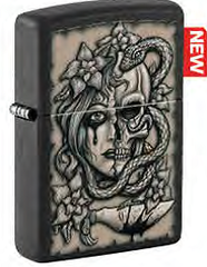Фото Зажигалка ZIPPO Gory Tattoo с покрытием Black Matte, латунь/сталь, черная, матовая