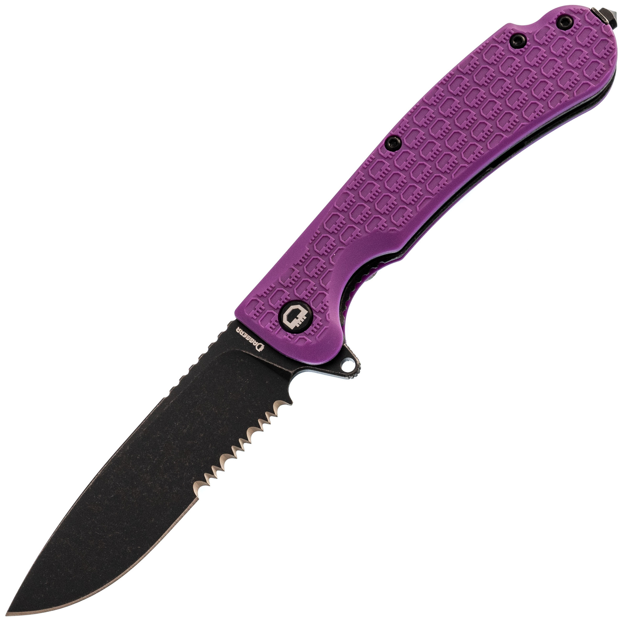   Daggerr Wocket Purple BW Serrated,  8Cr14MoV,  FRN