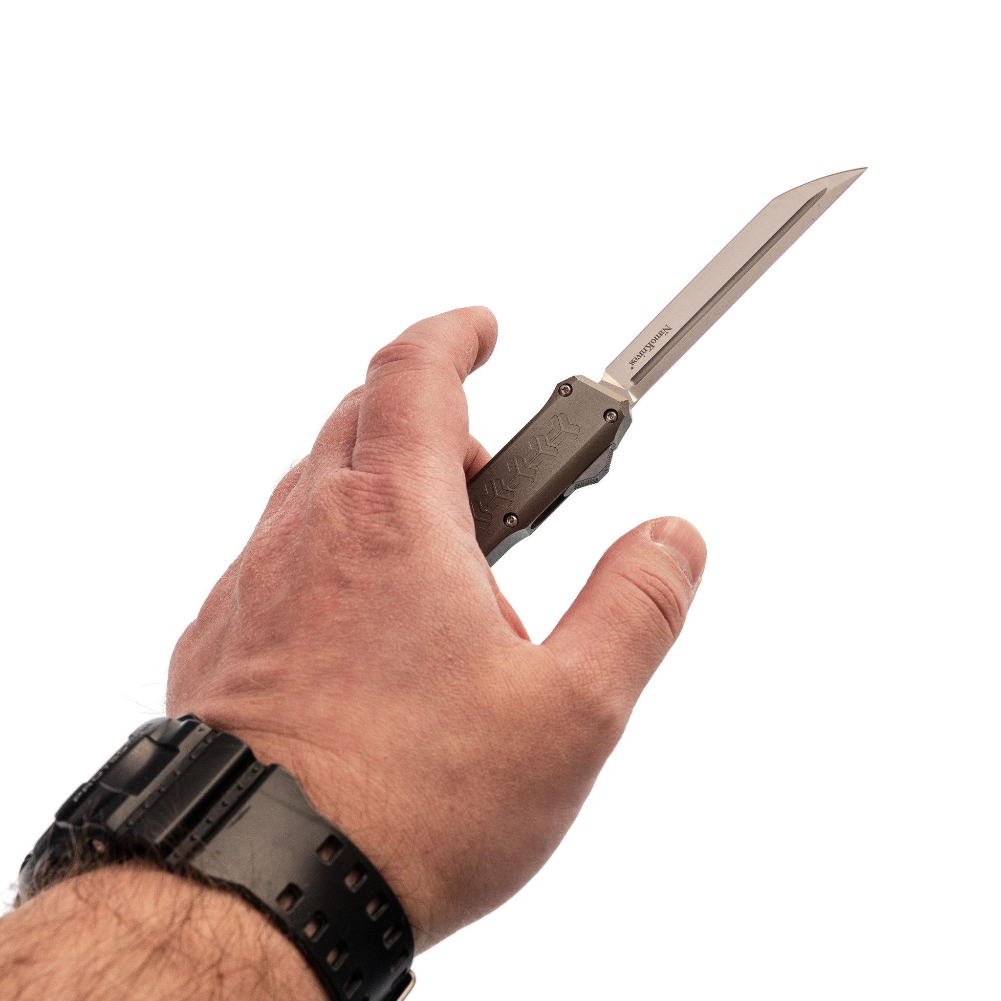 Автоматический выкидной нож Nimo Grey, сталь D2 - фото 6