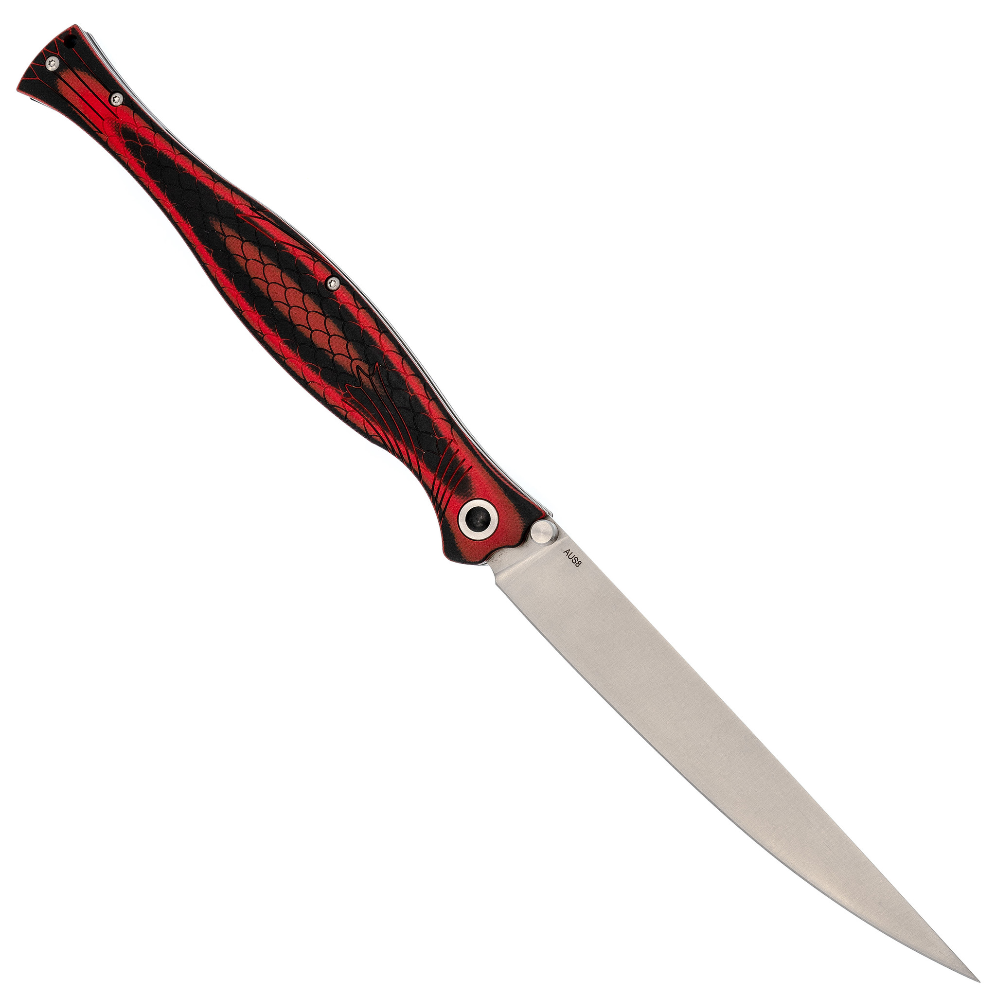 Складной нож филейный Лаврак, сталь AUS-8, красный - фото 2