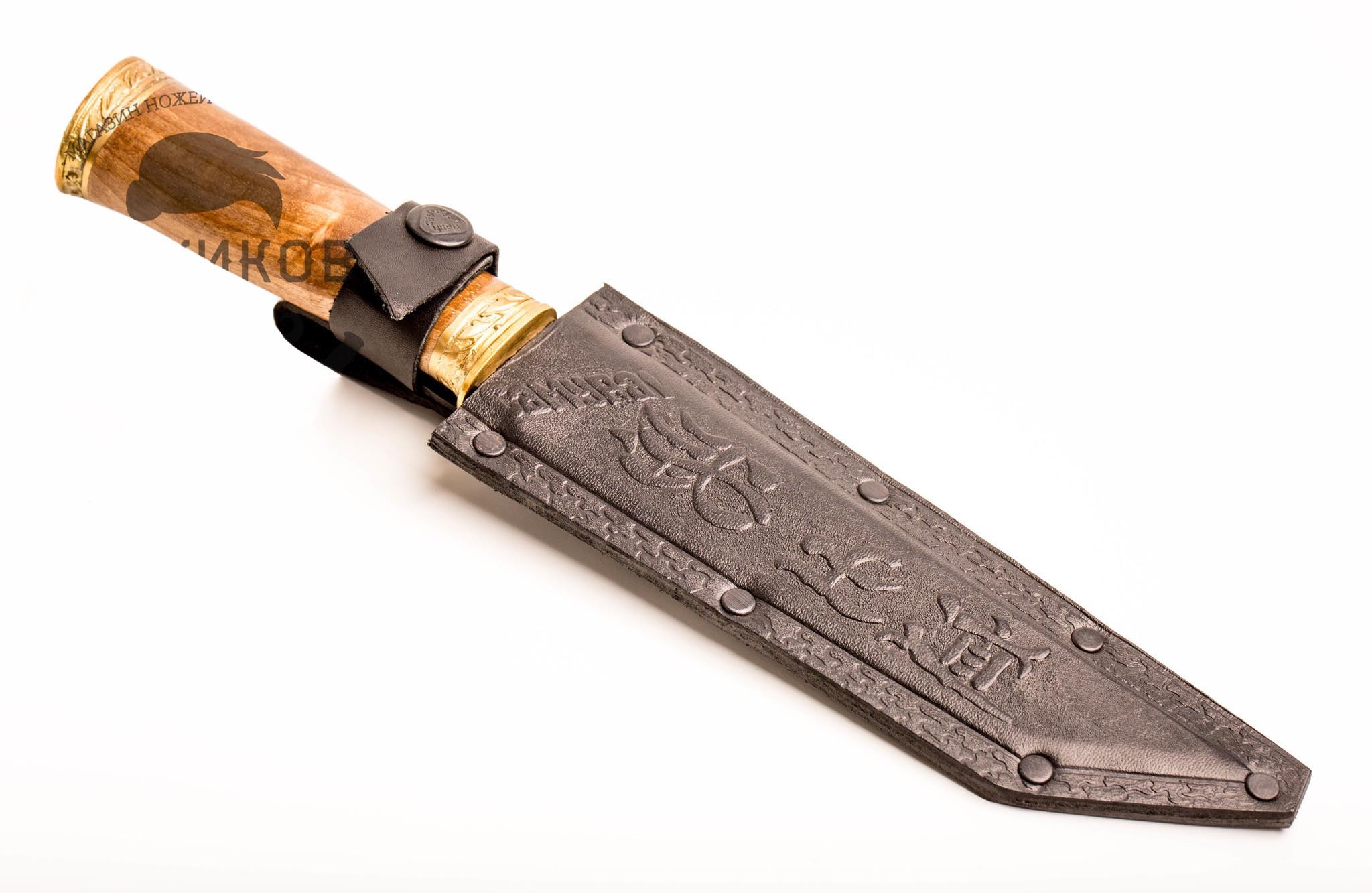 Нож Самурай, Кизляр СТО, сталь 65х13, орех, латунь - фото 5