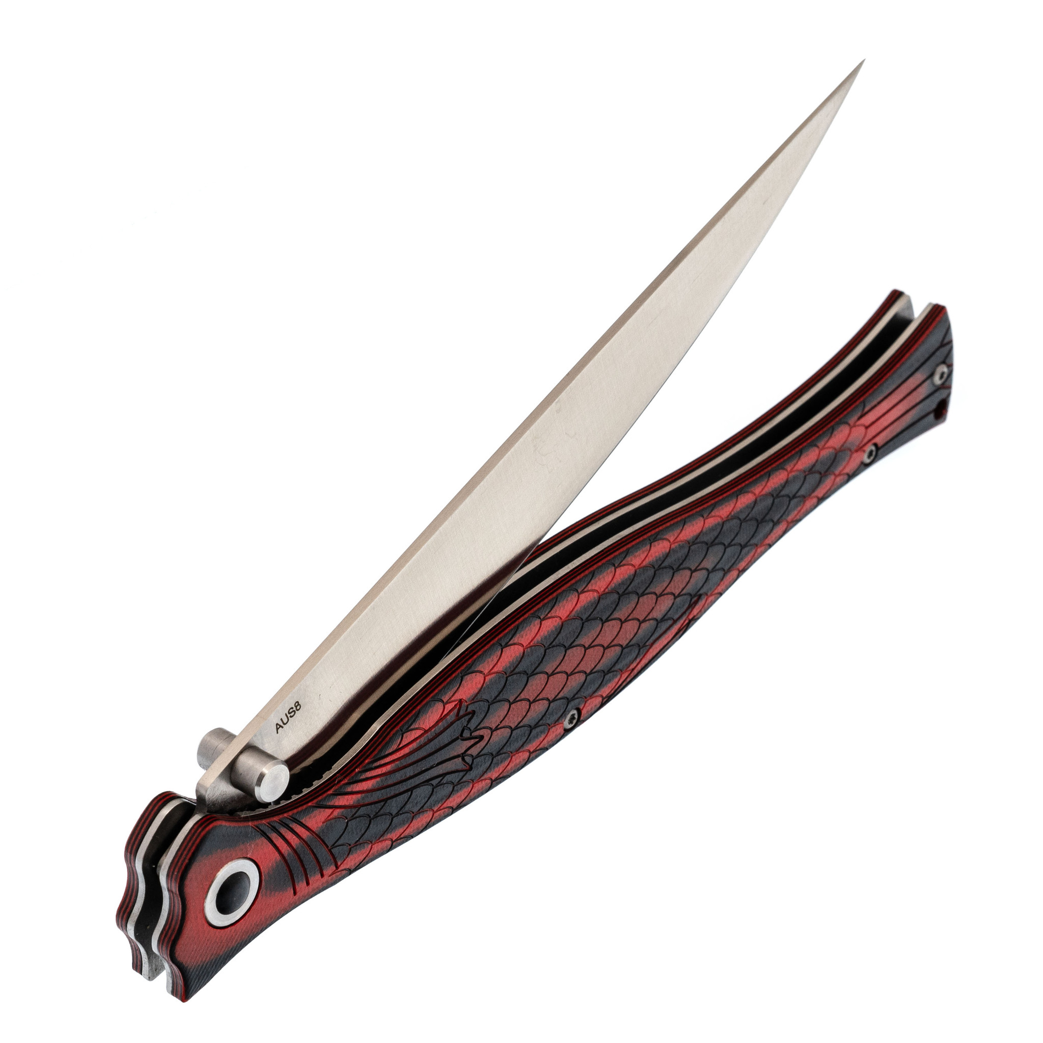 Складной нож филейный Лаврак, сталь AUS-8, красный - фото 4