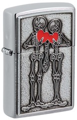 Фото Зажигалка ZIPPO Couple Love с покрытием Brushed Chrome, латунь/сталь, серебристая, 36x13x57 мм