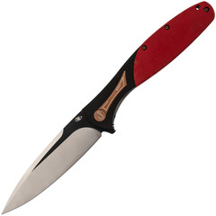 Фото Складной нож Reptilian Корюшка-02, сталь VG-10, рукоять черный G10/красная микарта