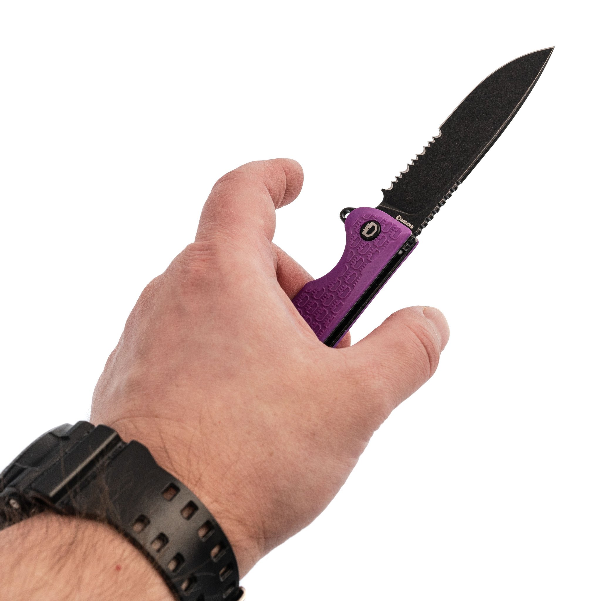 фото Складной нож daggerr wocket purple bw serrated, сталь 8cr14mov, рукоять frn