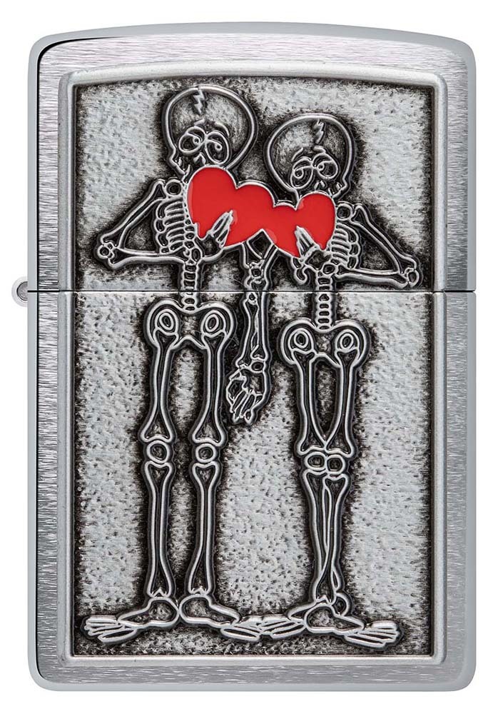 фото Зажигалка zippo couple love с покрытием brushed chrome, латунь/сталь, серебристая, 36x13x57 мм