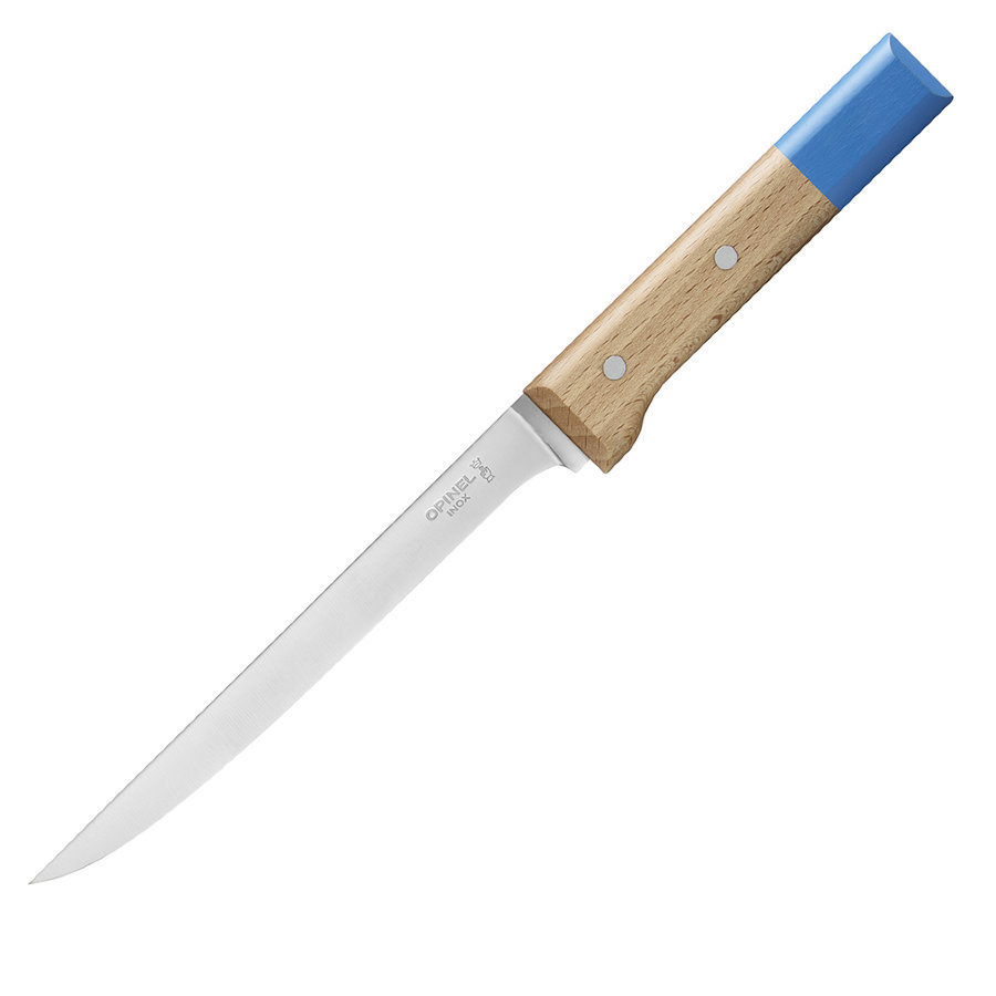 фото Нож филейный opinel №121, деревянная рукоять, синий, нержавеющая сталь
