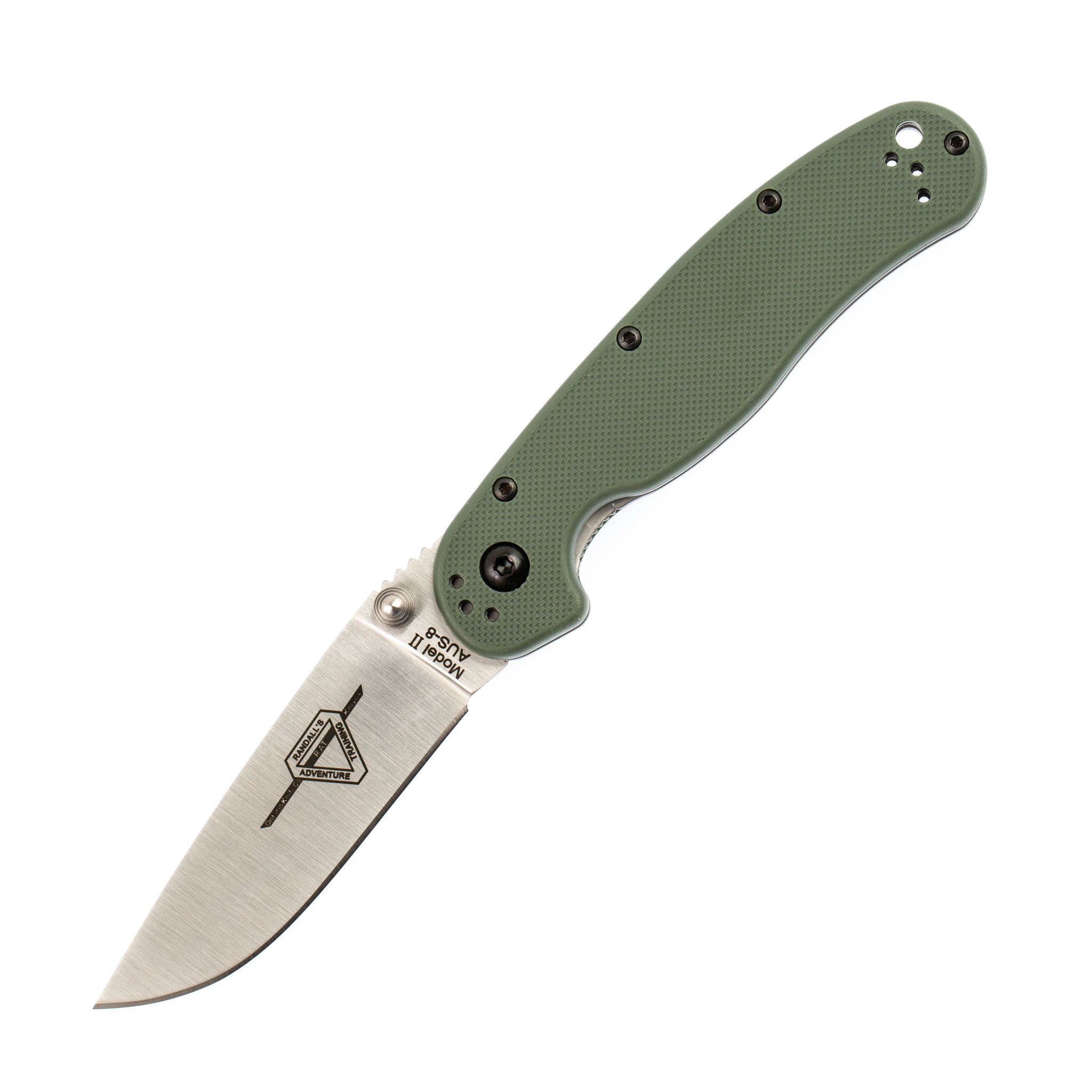 Нож складной Ontario RAT-2, сталь D2. Клинок - Satin, Рукоять - Olive GRN