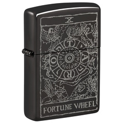 Фото Зажигалка ZIPPO Wheel Of Fortune с покрытием High Polish Black, латунь/сталь, черная, глянцевая, 38x13x57 мм