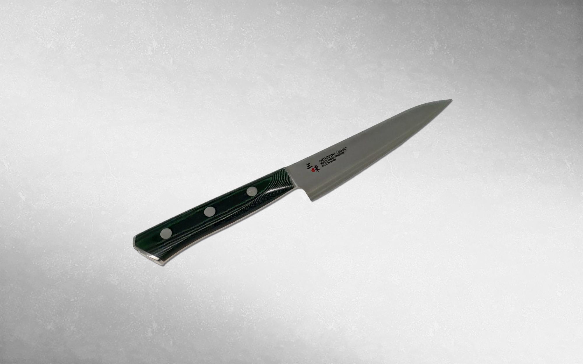 Нож кухонный универсальный Mcusta Zanmai Forest 120 мм, Takamura, HBG-6001M, сталь Molybdenum Vanadium, микарта, чёрный