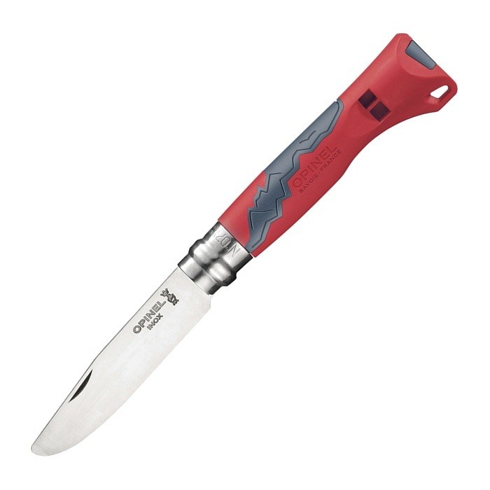 фото Нож opinel №7 outdoor junior, закругленное острие, нержавеющая сталь, красный