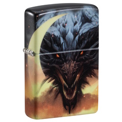 Фото Зажигалка ZIPPO Dragon Design с покрытием Glow In The Dark Green, латунь/сталь, черная, 38x13x57 мм