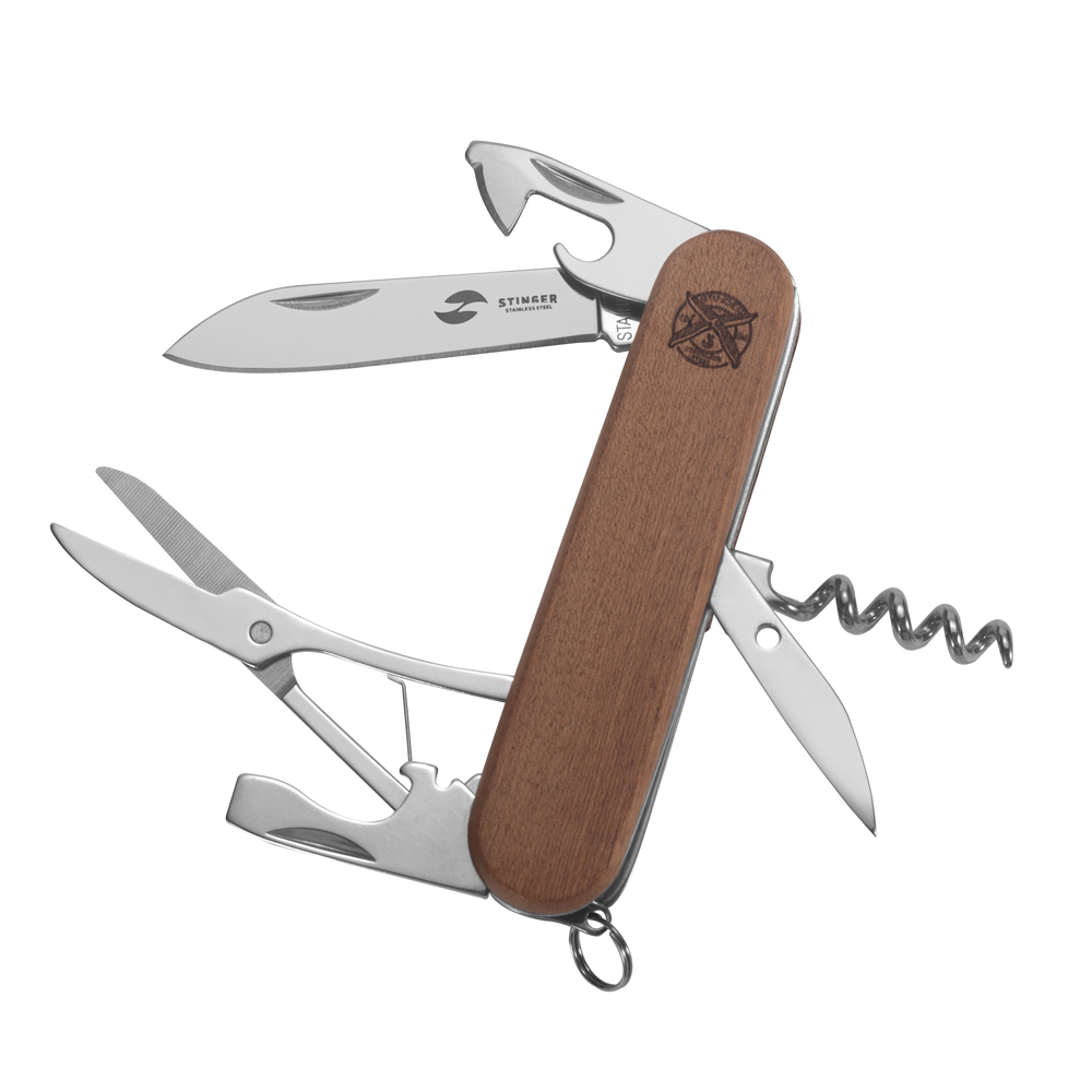Нож перочинный Stinger 90 мм, 11 функций, коричневый doglike кольцо для собак канатное большое 260 гр