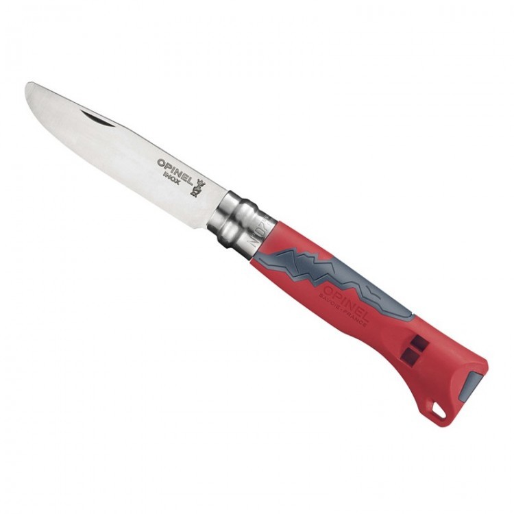 фото Нож opinel №7 outdoor junior, закругленное острие, нержавеющая сталь, красный