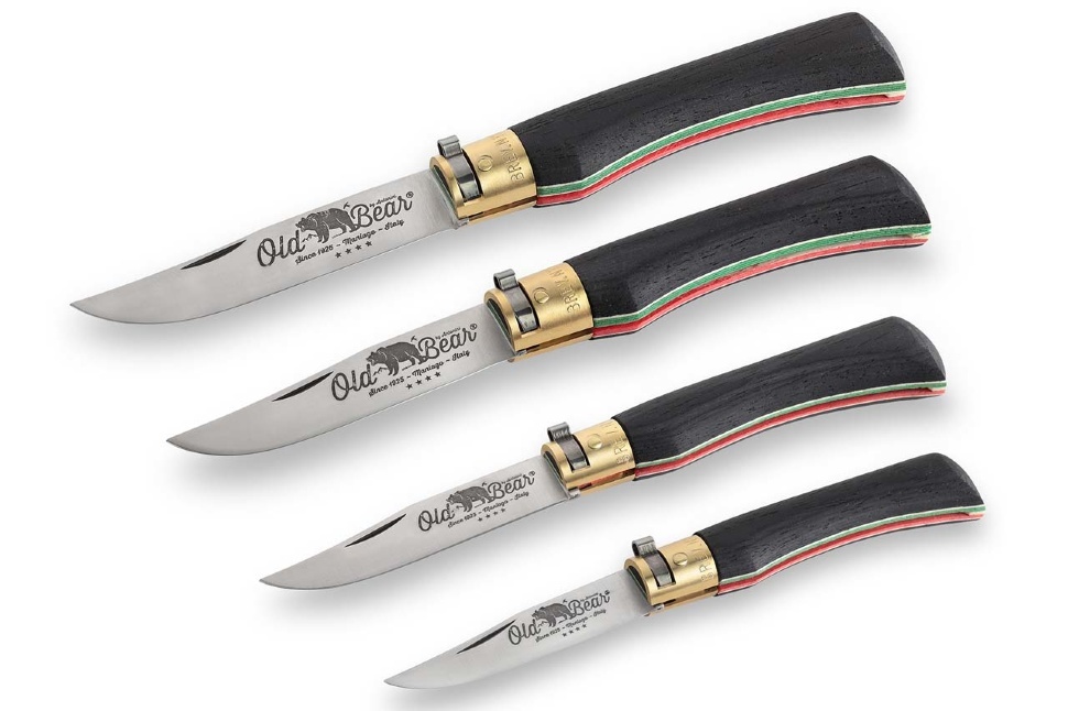 Складной нож Antonini Old Bear® Black Laminated Wood & Italian Tricolor Flag L, сталь 420, рукоять стабилизированная древесина от Ножиков
