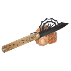 Фото Складной нож Nagao Higonokami Aranea - Spider, 100мм, сталь Aogami Black, рукоять латунь