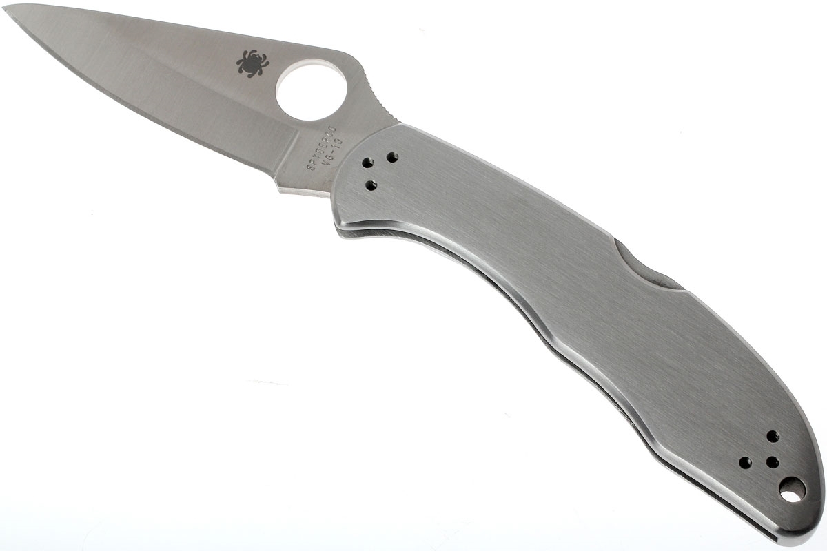 Складной нож Delica 4 - Spyderco C11P, сталь VG-10 Satin Plain, рукоять нержавеющая сталь - фото 7