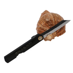 Фото Складной нож Nagao Higonokami Tsuchime, 80мм, сталь Aogami Kurouchi, рукоять металл, черный