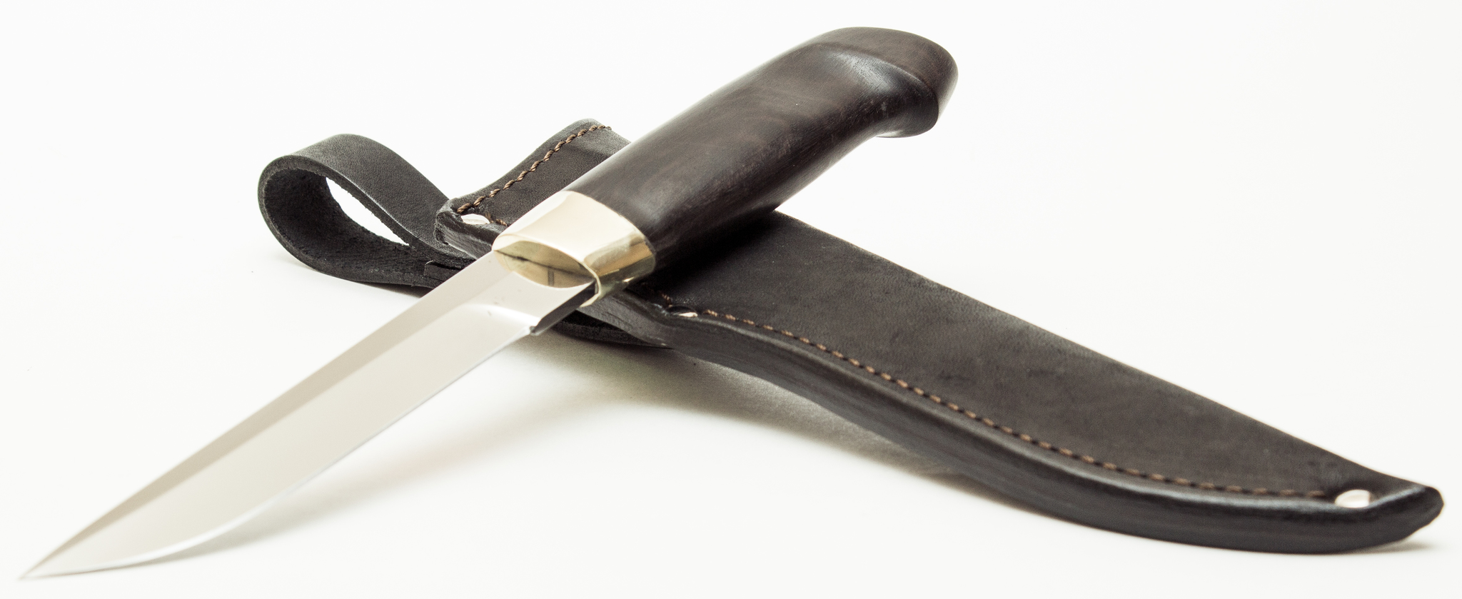 Нож финский 95х18, оковка - латунь - фото 4
