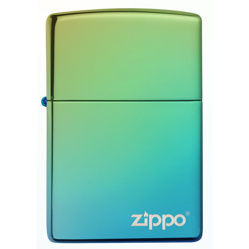 фото Зажигалка zippo logo classic с покрытием high polish teal, латунь/сталь, зелёная, глянцевая, 36x12x56 мм