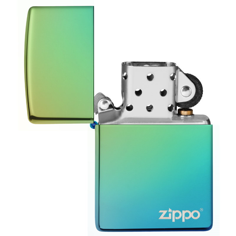 фото Зажигалка zippo logo classic с покрытием high polish teal, латунь/сталь, зелёная, глянцевая, 36x12x56 мм