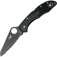 Фото Складной нож Salt 2 - Spyderco 88SBBK2, сталь H-1 Black Titanium Carbonitride (TiCN) Serrated, рукоять термопластик FRN, чёрный