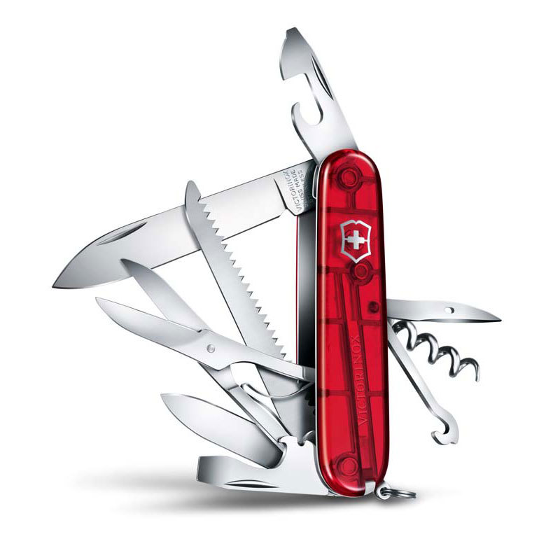 фото Нож перочинный victorinox huntsman, сталь x55crmo14, рукоять cellidor®, полупрозрачный красный