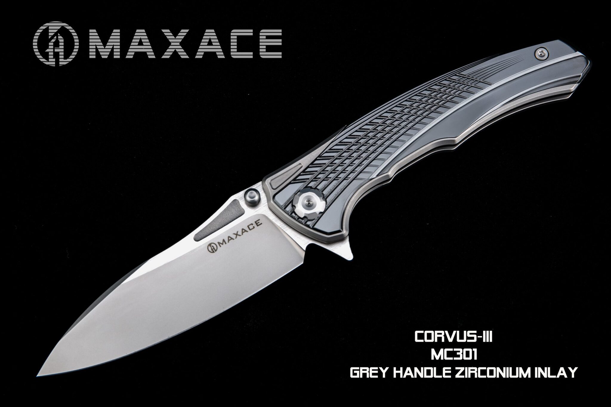Складной нож Maxace Corvus, сталь M390, Zirconium  TC4+Inlay