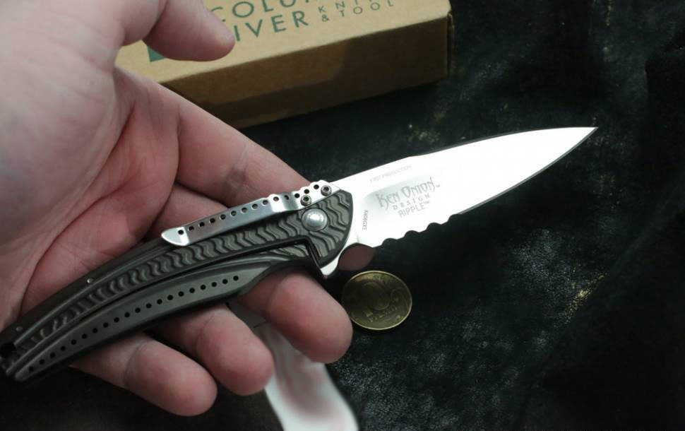 фото Складной нож crkt ripple grey combo, сталь acuto 440, рукоять нержавеющая сталь 420j2