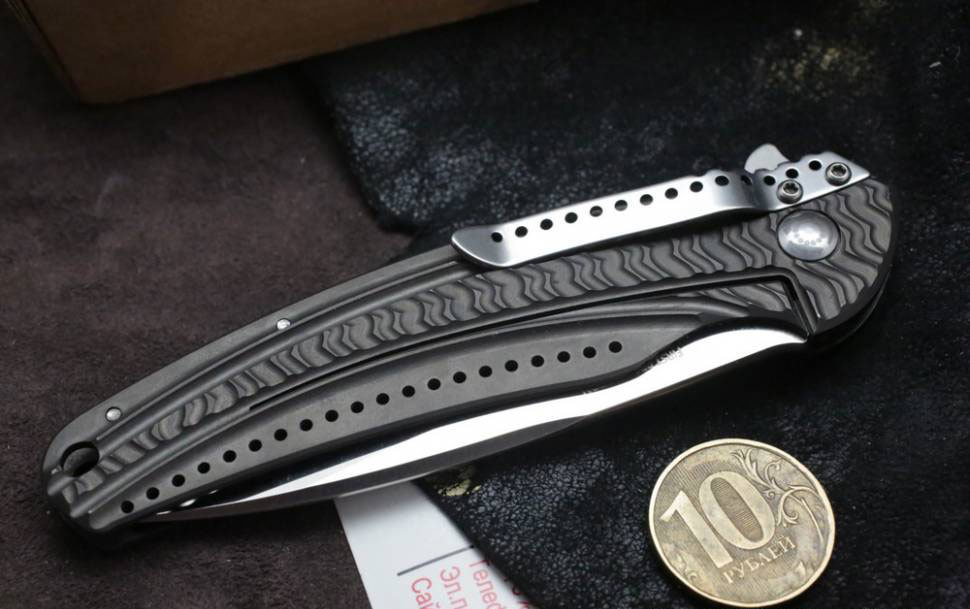 фото Складной нож crkt ripple grey combo, сталь acuto 440, рукоять нержавеющая сталь 420j2