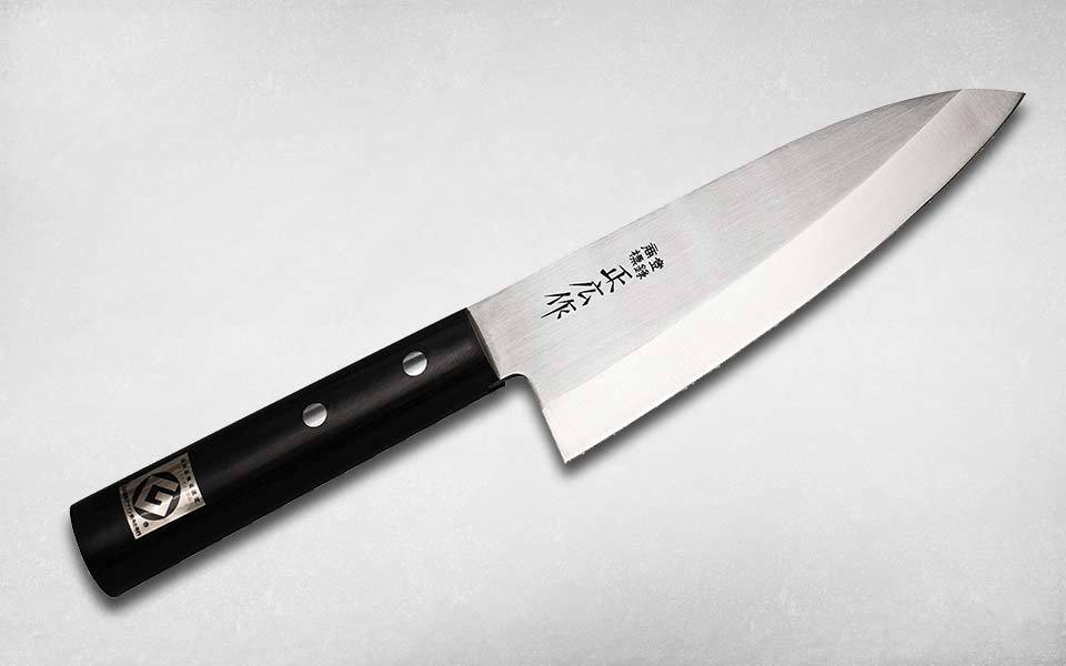 фото Нож кухонный деба 150 мм, masahiro, 10605, сталь molybdenum vanadium, стабилизированная древесина, чёрный