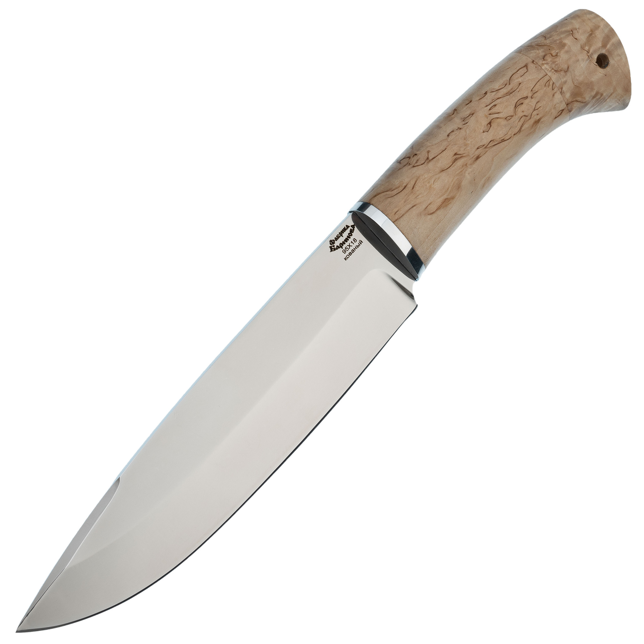 Нож туристический Сибиряк, сталь 95х18, рукоять карельская береза