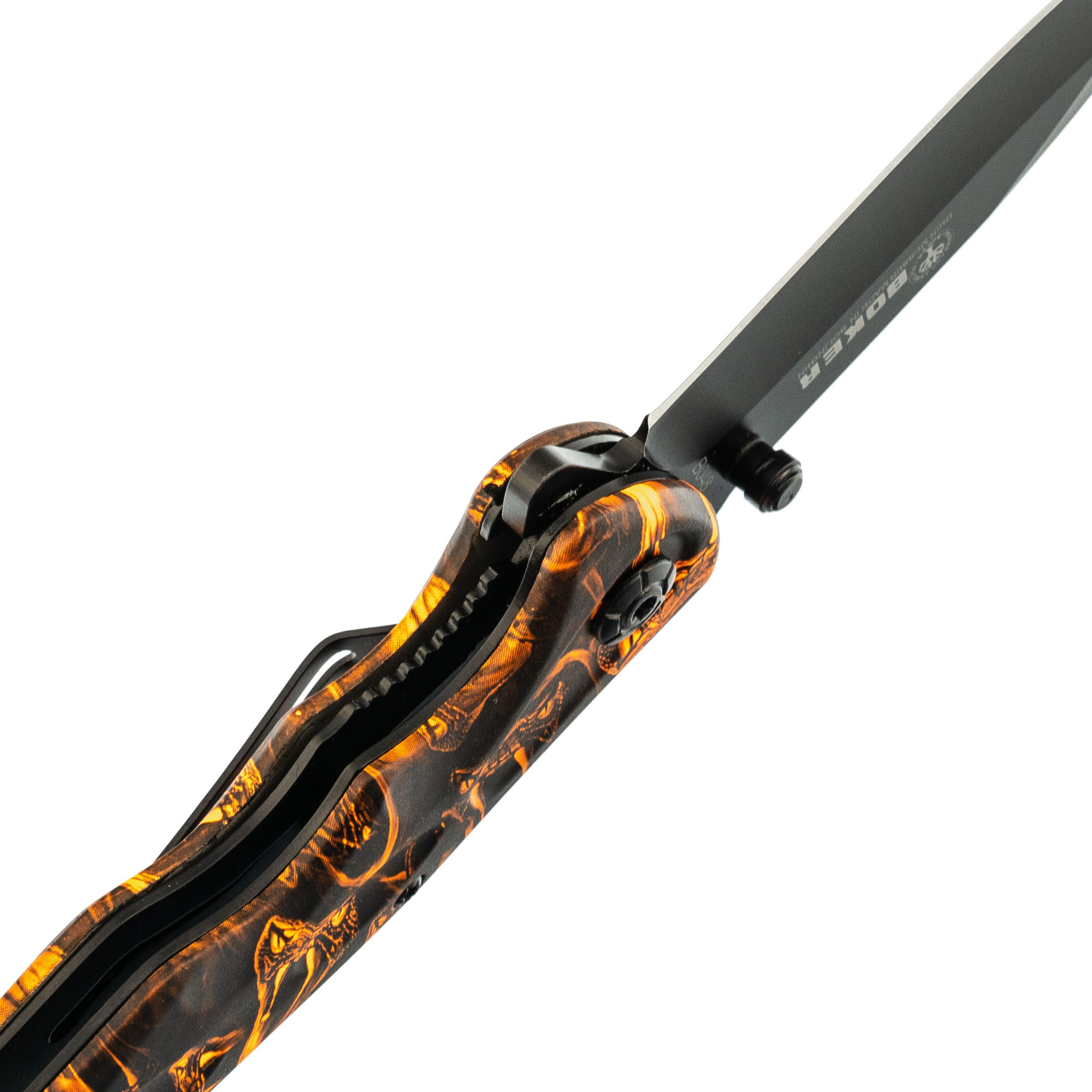 Складной полуавтоматический нож B048 Venom orange, сталь 440 - фото 4