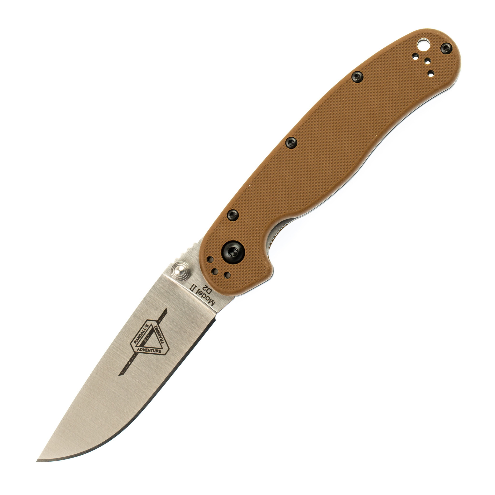 Нож складной Ontario RAT-2, сталь D2. Клинок - Satin, Рукоять - Brown GRN