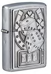 Фото Зажигалка ZIPPO Lucky 7 с покрытием Street Chrome, латунь/сталь, серебристая