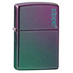 Фото Зажигалка ZIPPO Logo Classic с покрытием Iridescent, латунь/сталь, фиолетовая, матовая, 36x12x56 мм