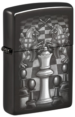 Фото Зажигалка ZIPPO Chess Design с покрытием High Polish Black, латунь/сталь, черная