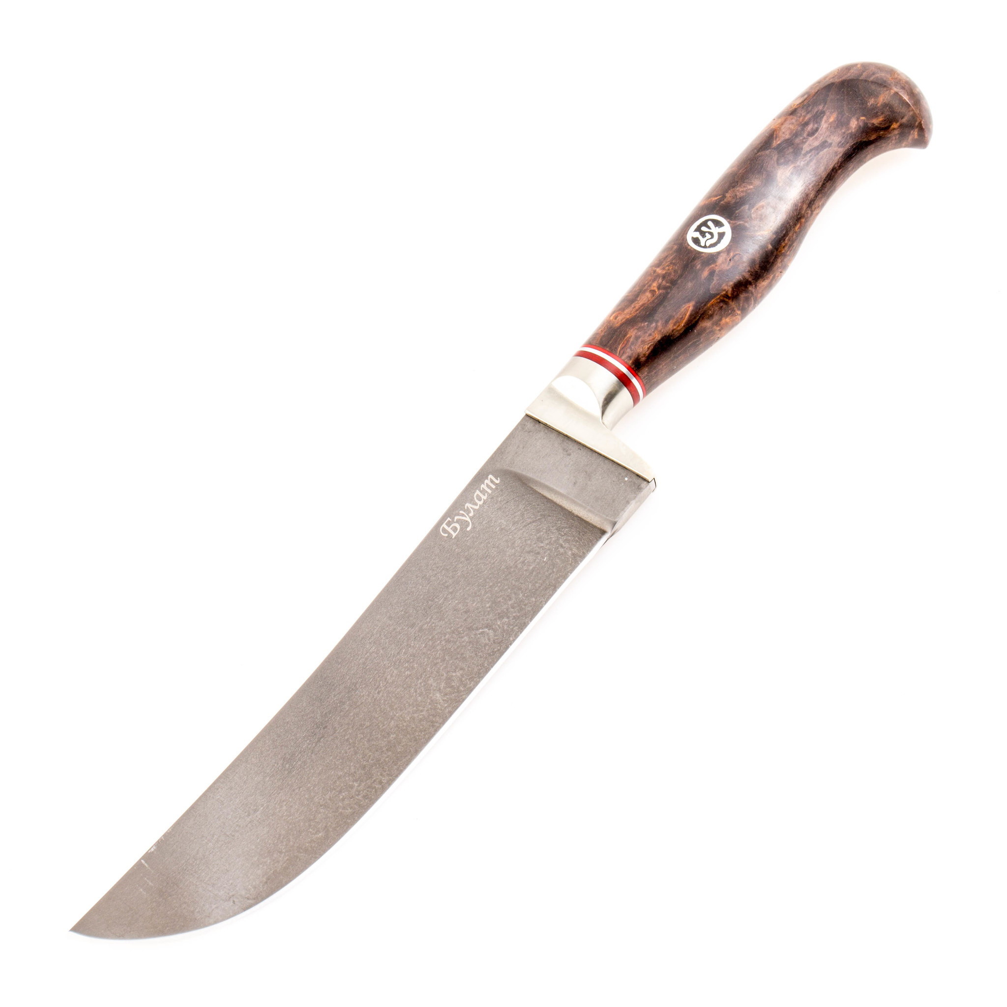 Нож Узбекский, булат, коричневая карельская берёза