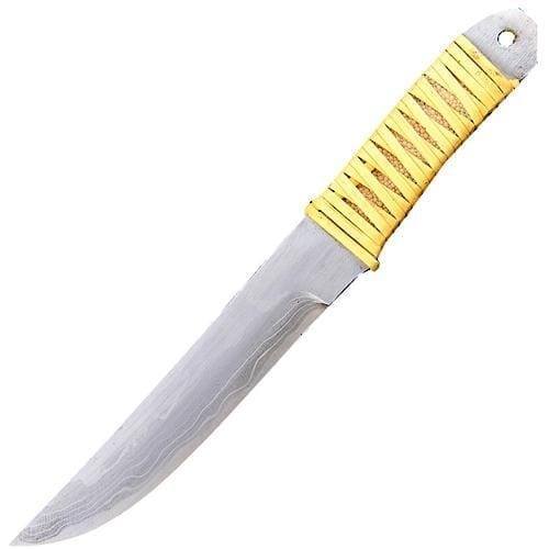 Туристический охотничий нож с фиксированным клинком Maruyoshi Hand Crafted, сталь Shirogami, рукоять бежевая обмотка/бежевая кожа