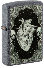 Фото Зажигалка ZIPPO Heart Design с покрытием Iron Stone, латунь/сталь, серая