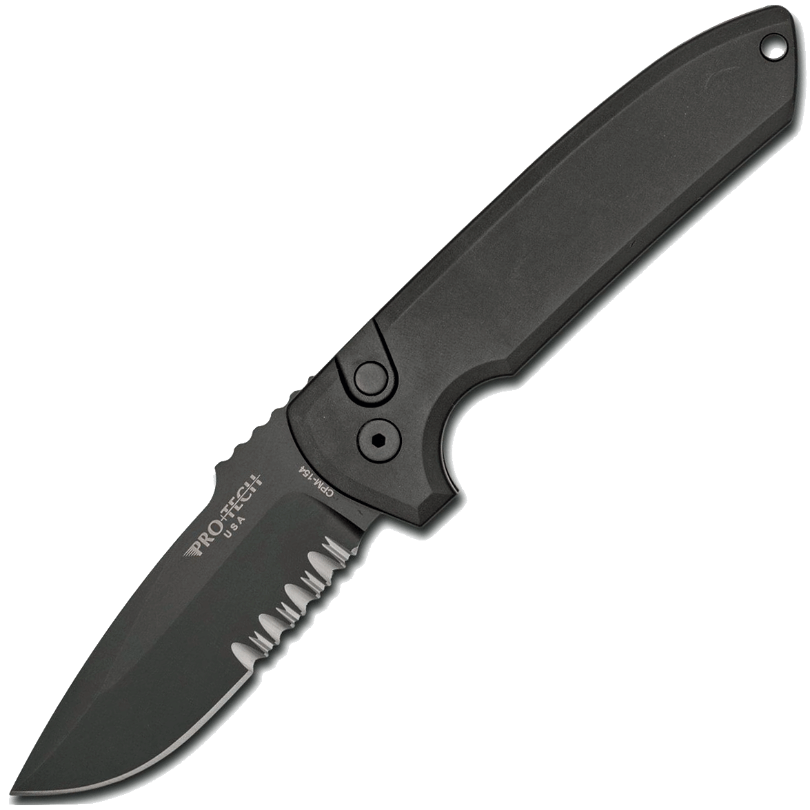 Автоматический складной нож Pro-Tech Rockeye, клинок черный Combo, сталь CPM154, рукоять алюминий