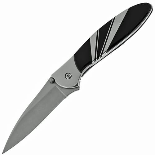 фото Полуавтоматический складной нож santa fe kershaw leek, сталь 14c28n, рукоять сталь с накладкой из черной яшмы