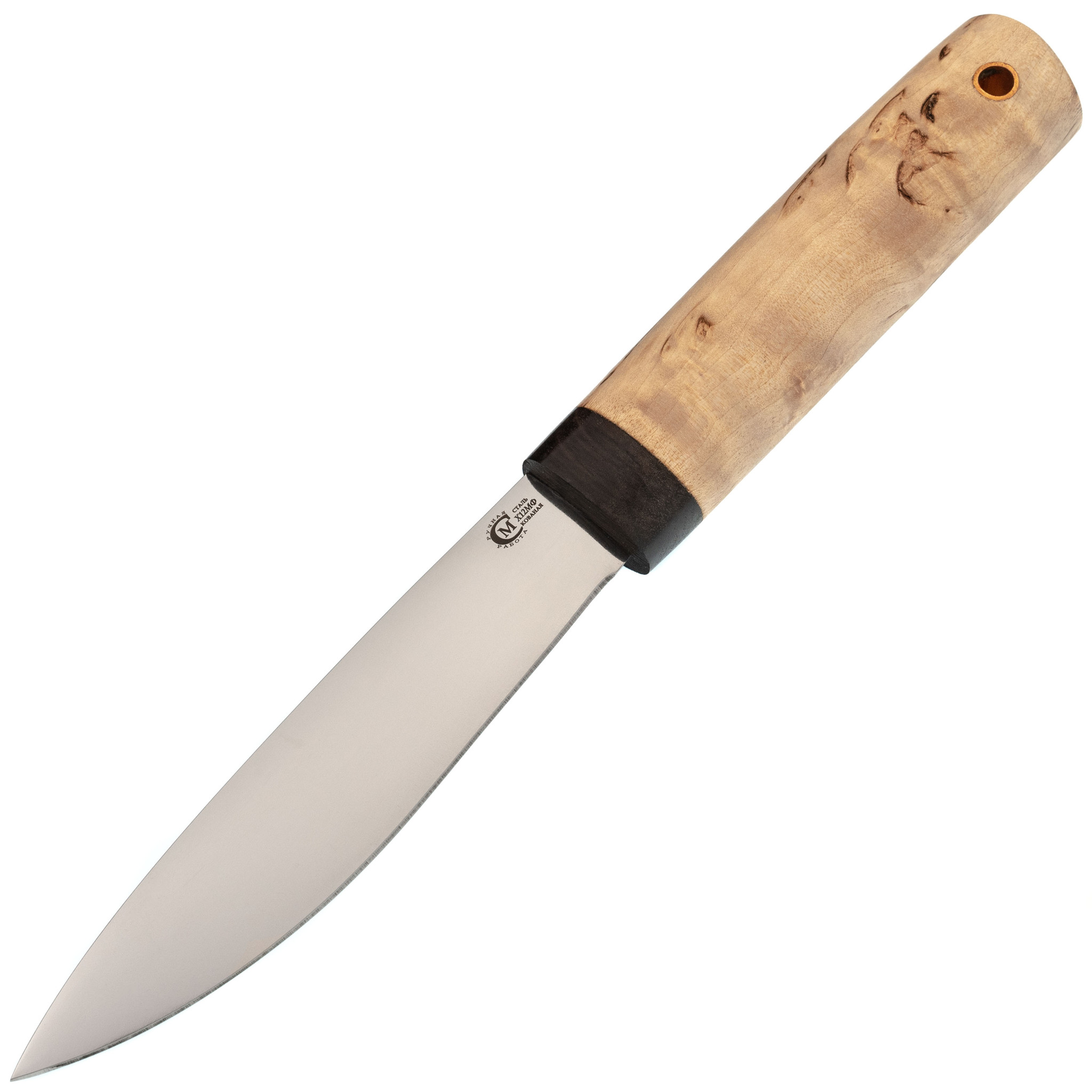 Нож Якутский средний, сталь Х12МФ, рукоять карельская береза