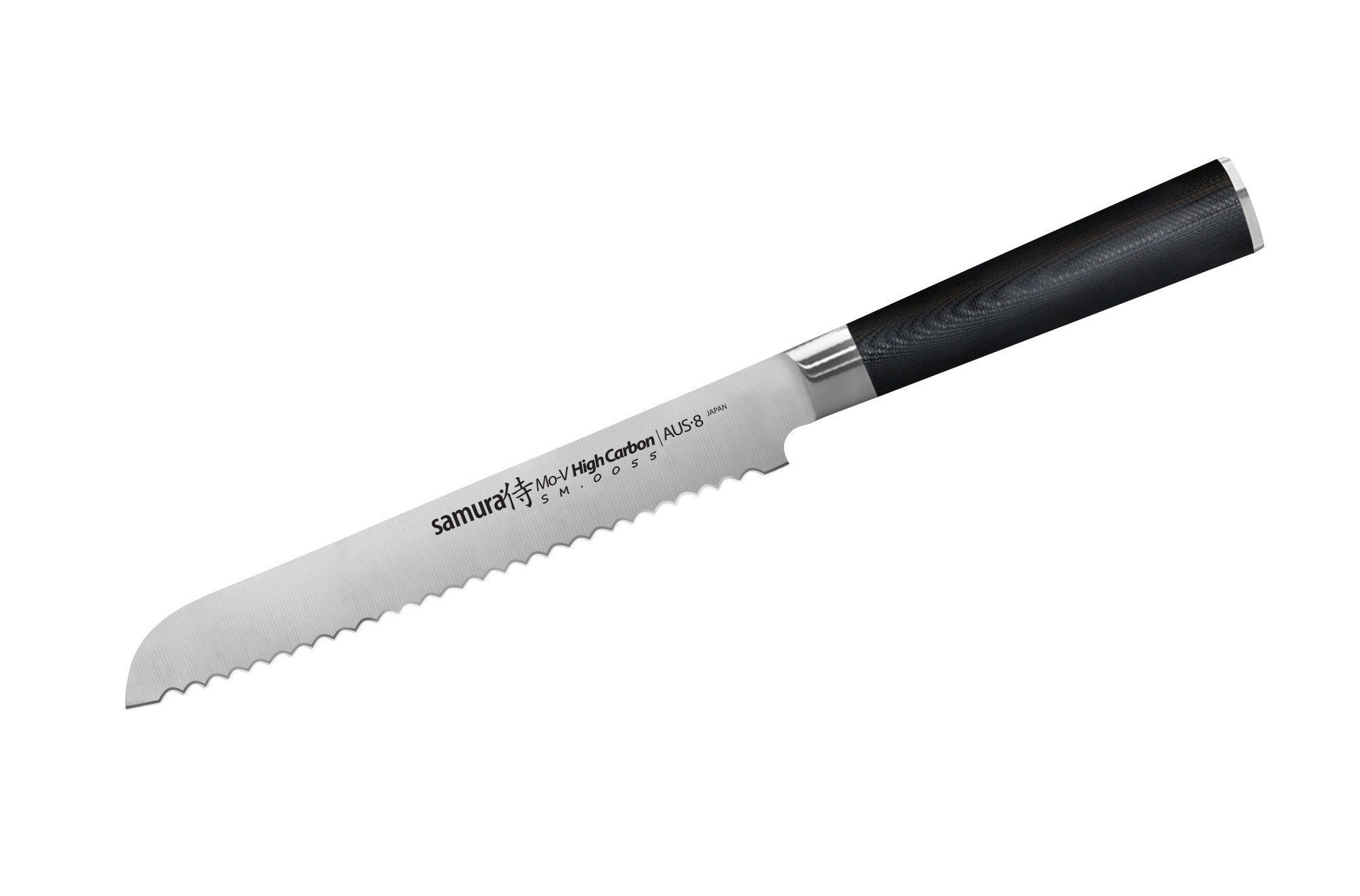 Нож кухонный Samura Mo-V для хлеба - SM-0055, сталь AUS-8, рукоять G10, 185 мм