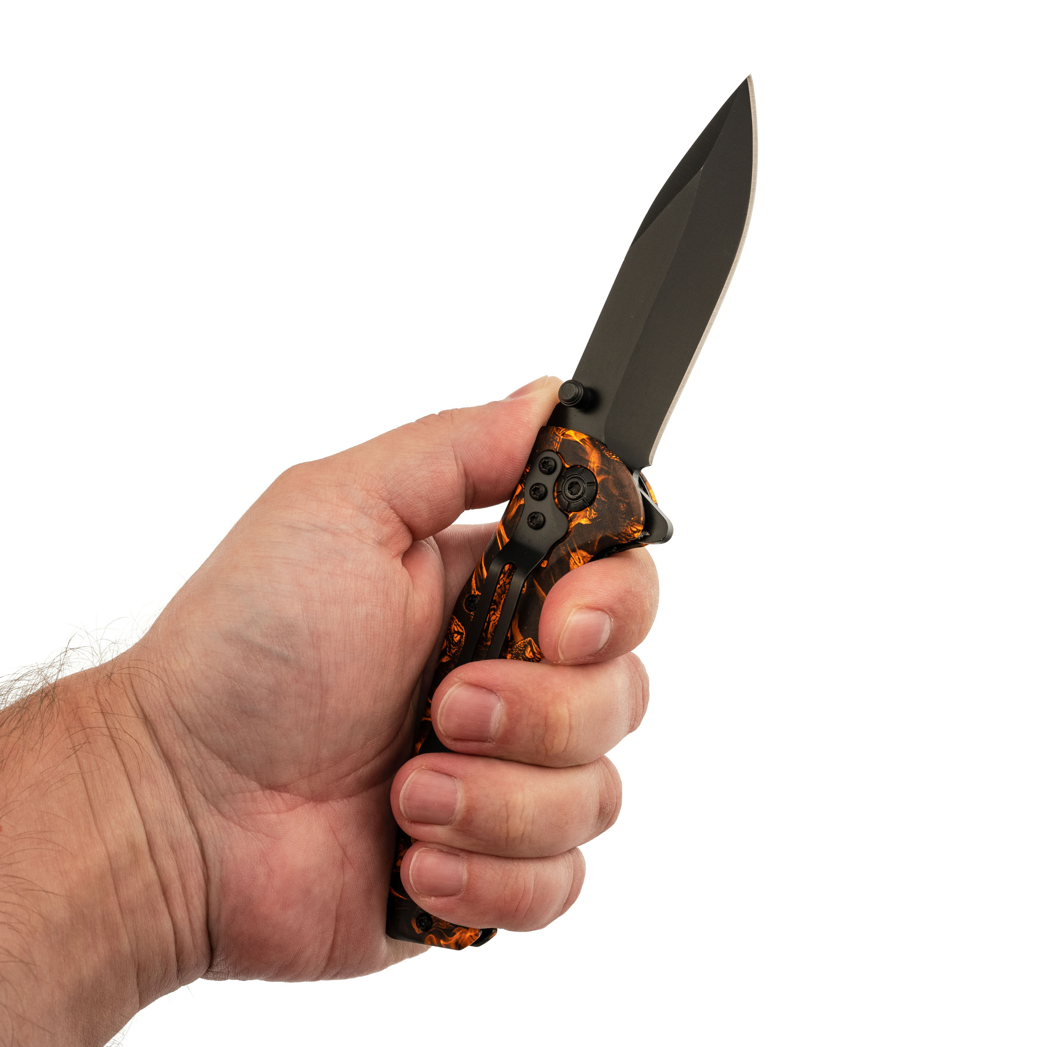 Складной полуавтоматический нож B048 Venom orange, сталь 440 - фото 7