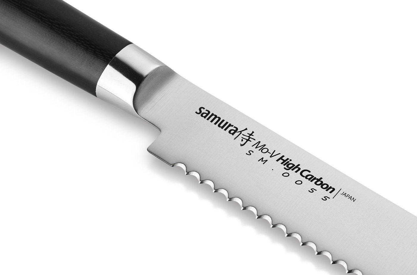 фото Нож кухонный samura mo-v для хлеба - sm-0055, сталь aus-8, рукоять g10, 185 мм