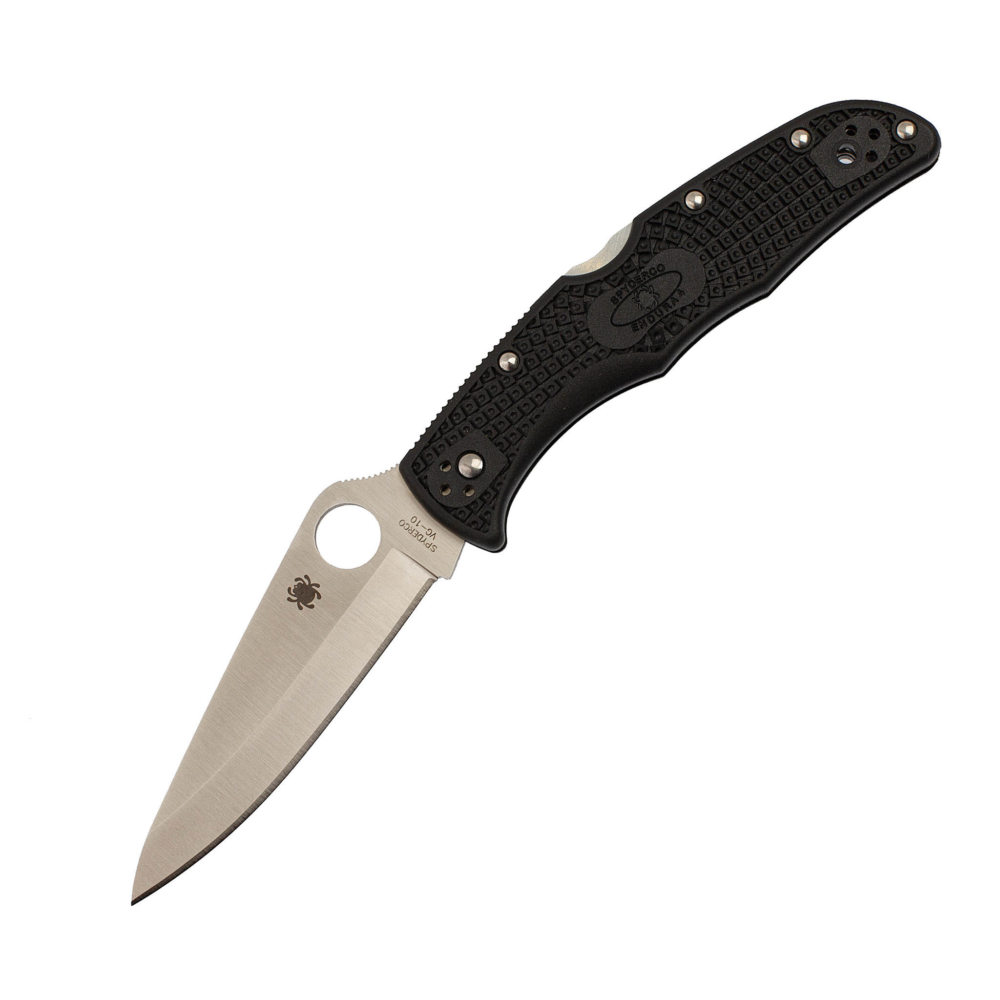 Складной нож Endura 4 - Spyderco C10PBK, сталь VG-10 Satin Plain, рукоять термопластик FRN, чёрный от Ножиков