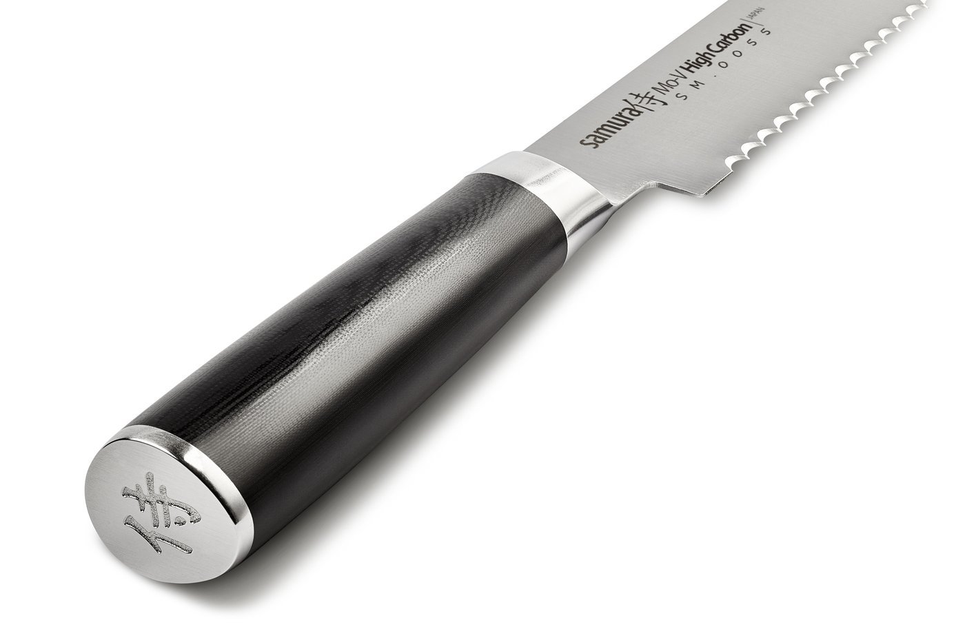 фото Нож кухонный samura mo-v для хлеба - sm-0055, сталь aus-8, рукоять g10, 185 мм