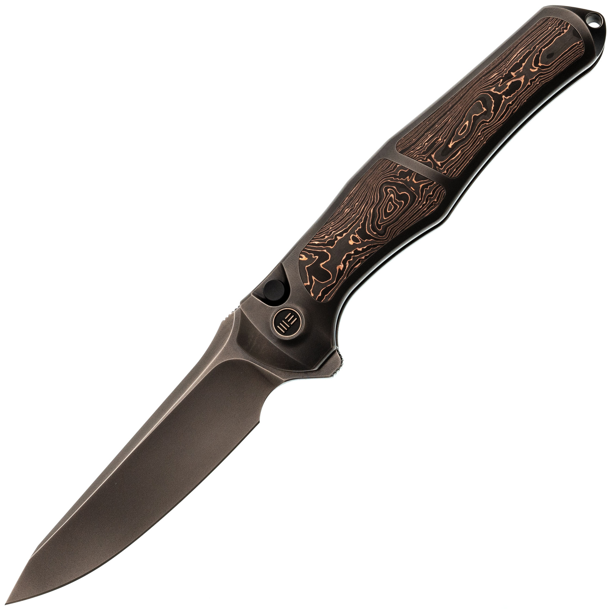 

Складной нож WE Knife 702XI, сталь M390, рукоять полированный титан/Copper Coil Carbon Fiber