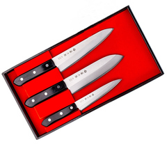 Фото Набор из 3-х кухонных ножей Tojiro Western Knife FT-014, сталь VG-10, рукоять стабилизированная древесина